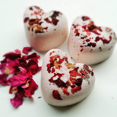 4 Rose Petals Bath Bombs - with Rose Geranium & Ylang Ylang Essential Oils