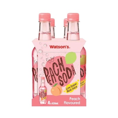 Watsons peach soda 420ml x 4pcs (Parknshop)