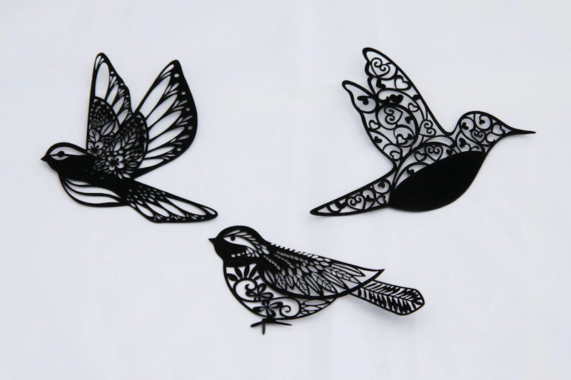 Vintage Laser Die Cuts "Vogel", 3 Stück