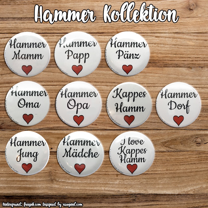 Button 38mm Hammer Mamm Papp Panz Oma Opa Madche Jung