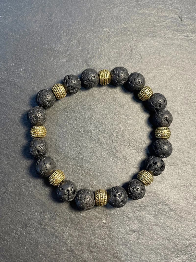 Lava and Gold breite Goldperlen