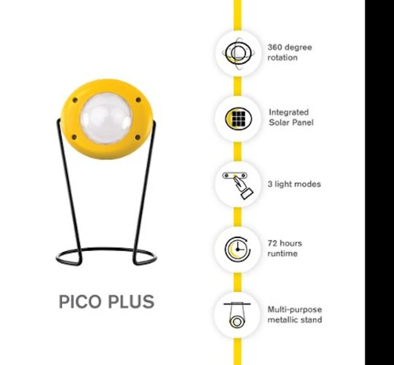 Sun King Pico Plus 50 Lumens Solar Portable Emergency Lamp - Yellow