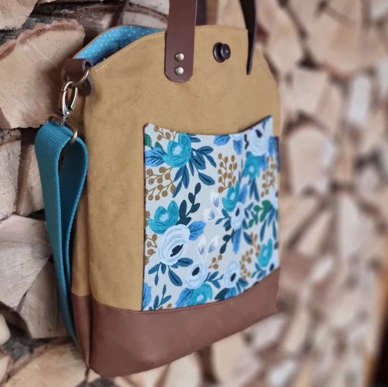 Umhängetasche/ Beuteltasche senfgelb/floral