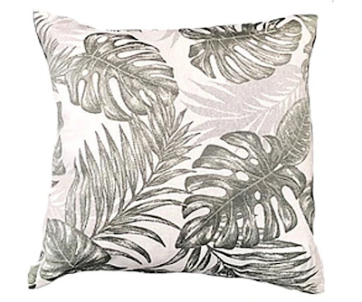 Cushion cover in gray color, jacquard - leaves pattern, 45x45 cm.