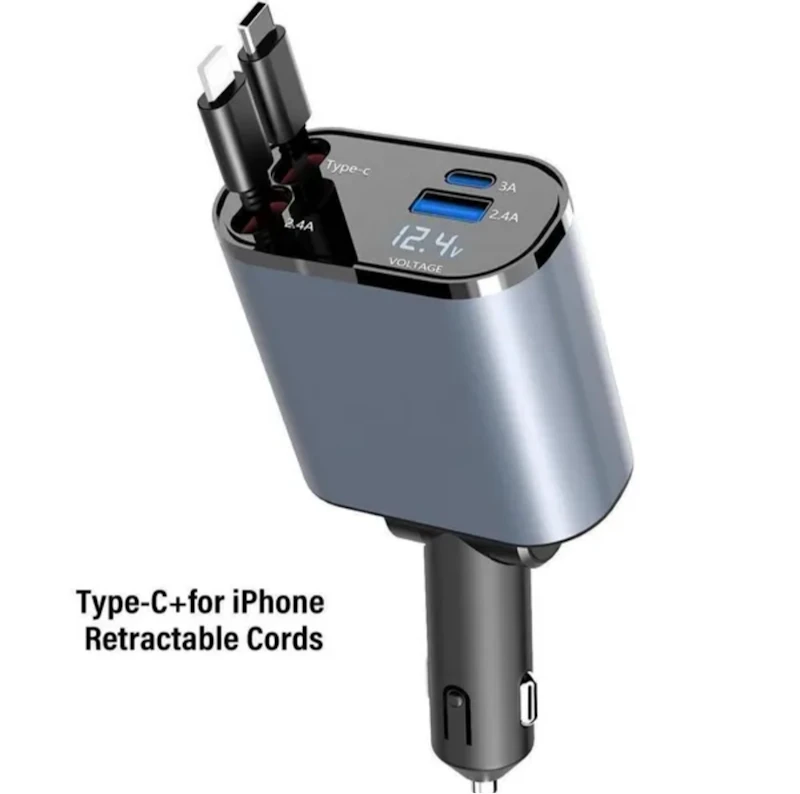 Retractable phone charger car adapter