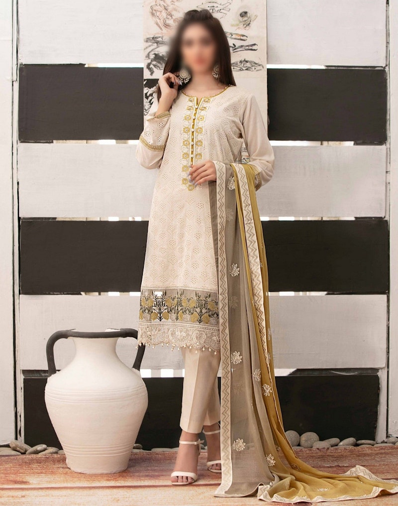 Intermix Chikankari Unstitched Shirt By Tawakkal Fabrics D-8810