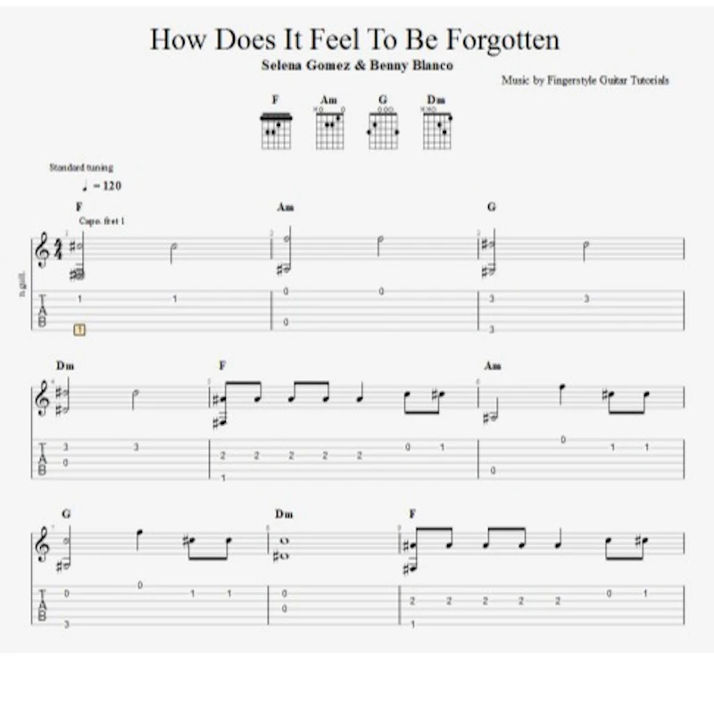 Selena Gomez  - How Does It Feel To Be Forgotten  - TABS & Sheet Music