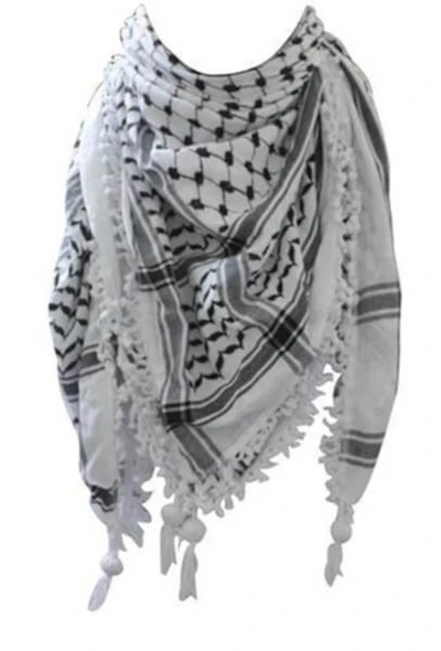 Palestine mens white scarf