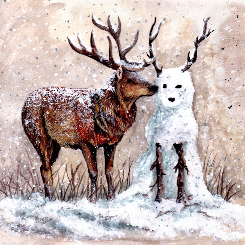 Snow deer Christmas Card