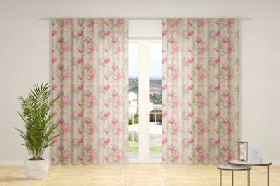 Deco curtain fabric - Florence, multicolor with flowers digital print, lenght - 3,00 m.