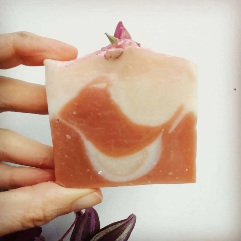 Rose Geranium & Ylang Ylang Soap, Olive Oil and Shea butter. 