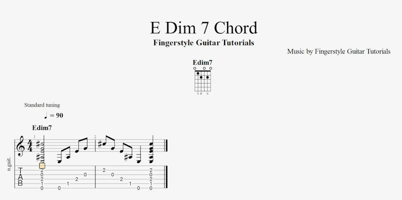 E Diminished 7th Chord | TABS & Sheet Music