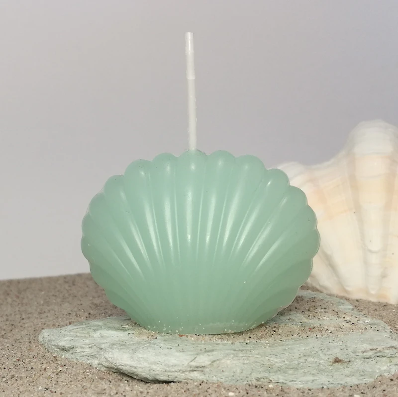 Kerze Muschel-Design, mintgrün