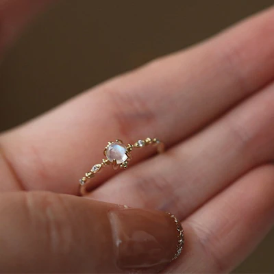 Silver Moonstone Ring
