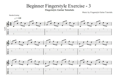 Beginner Fingerstyle Exercise 3 - TABS & Sheet Music