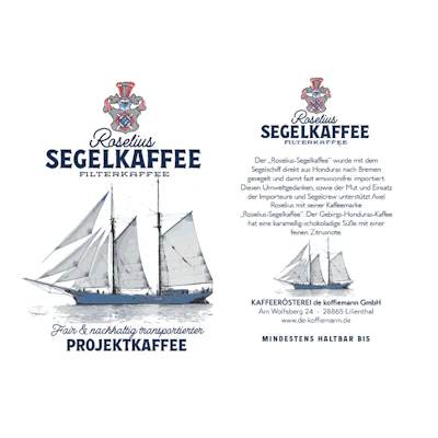 Roselius Segelkaffee 250g ganze Bohne