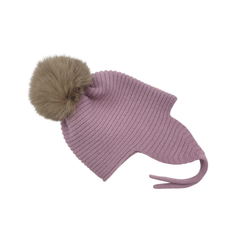 Kaschmir-Babymütze mit Bommel