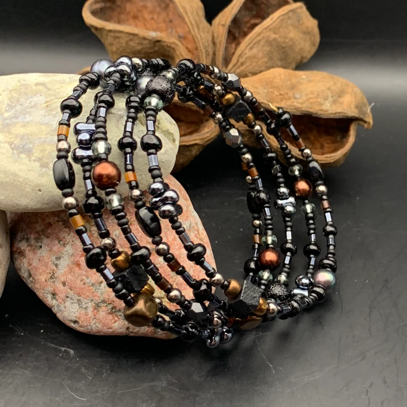 •• SÅLD•• Memory wire - 5 varv, BLACK BROWN