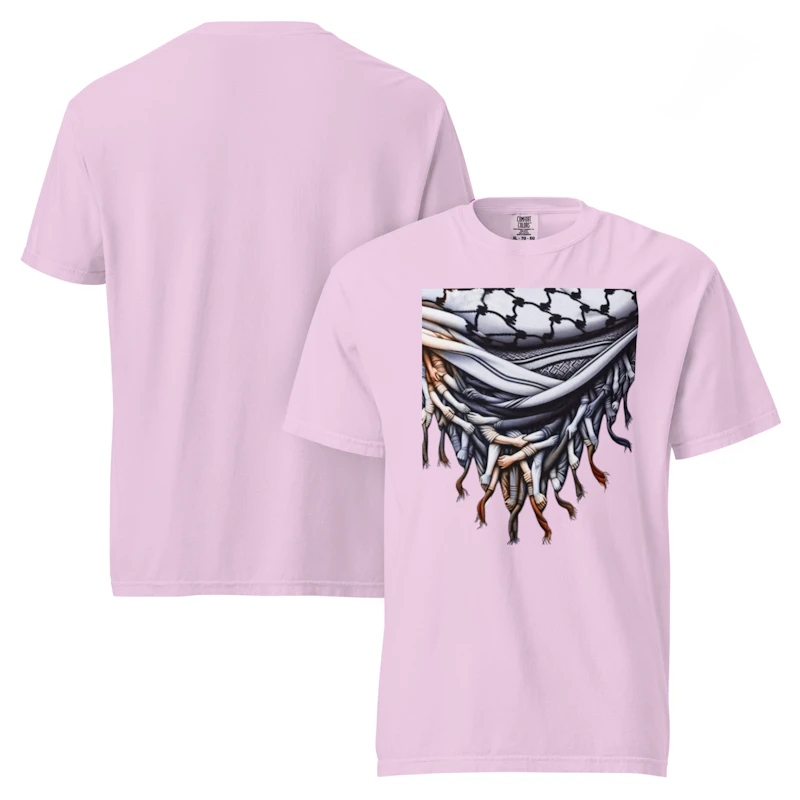 Unisex garment-dyed heavyweight Palestinian iconic keffiyeh t-shirt