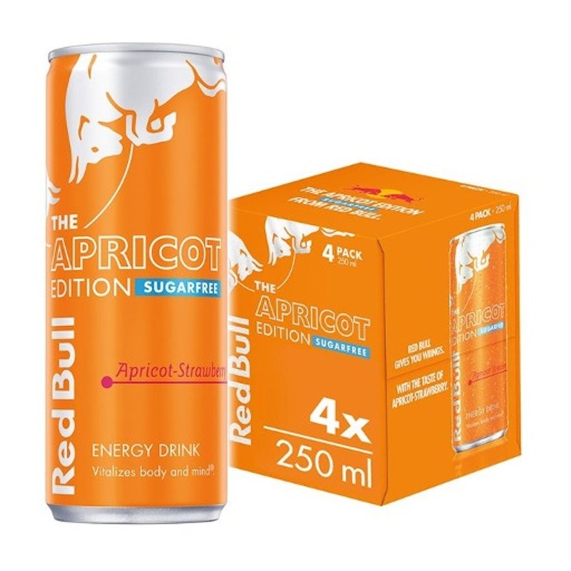 Red Bull Energy Drink Sugar Free Apricot Edition Cans 4 x 250m