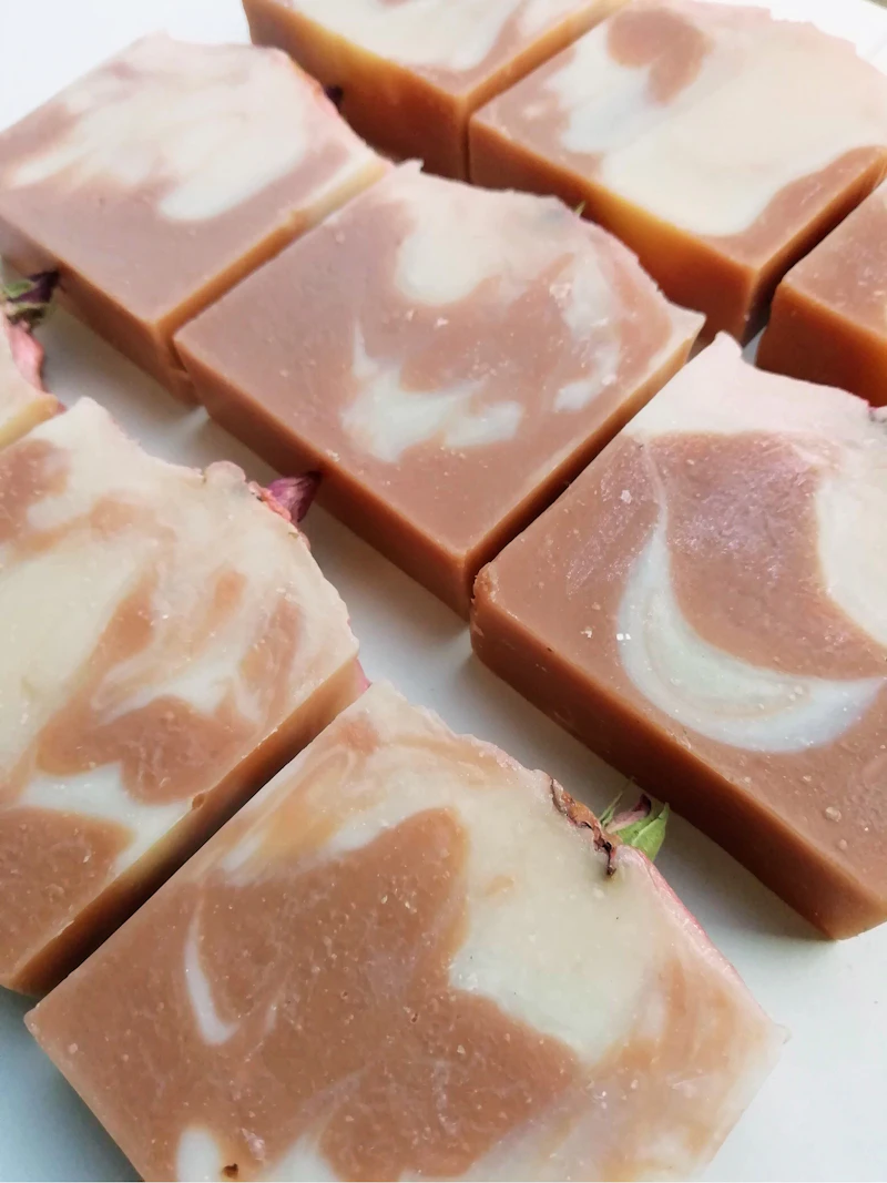 Rose Geranium & Ylang Ylang Soap, Olive Oil and Shea butter. 