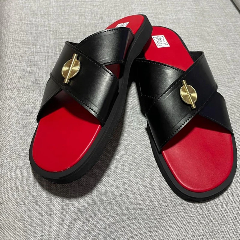 Sandales en Cuir&Simi Qualité sup(Rouge)