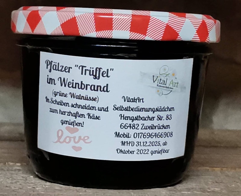 Schwarze Walnüsse in Weinbrand & Pfälzer Trüffel, 250ml