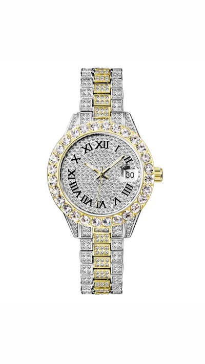 Gold on silver bling watch (pre order)