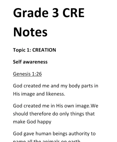 Grade 3 CRE Notes