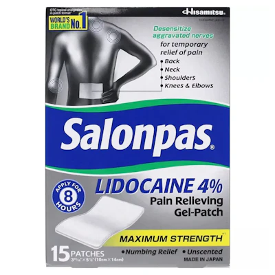 Salonpas LIDOCAINE Pain Relieving Maximum Strength Gel 15Patch
