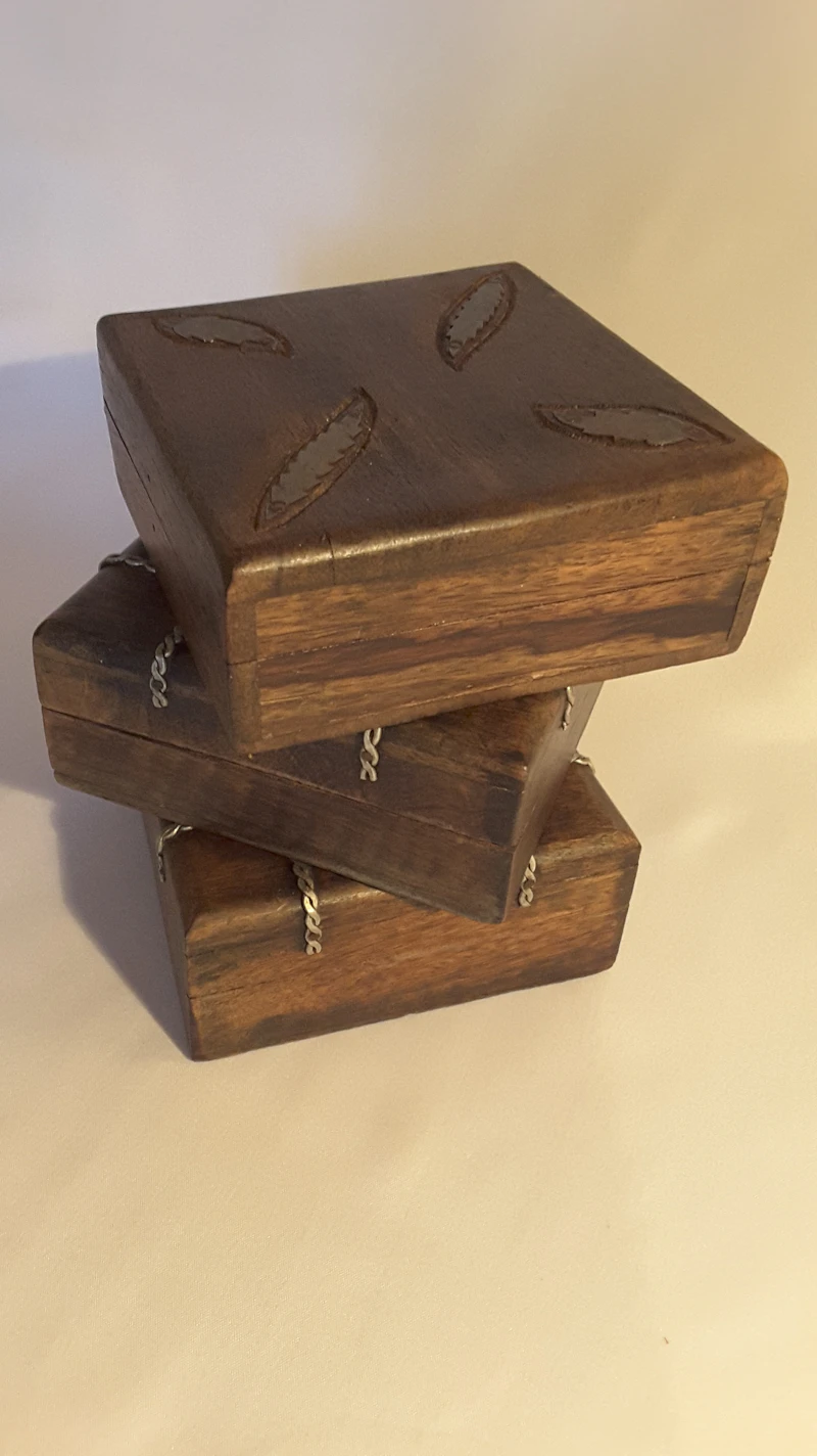 Wooden Trinket & Jewelry Box Set, (Assortment of 3)