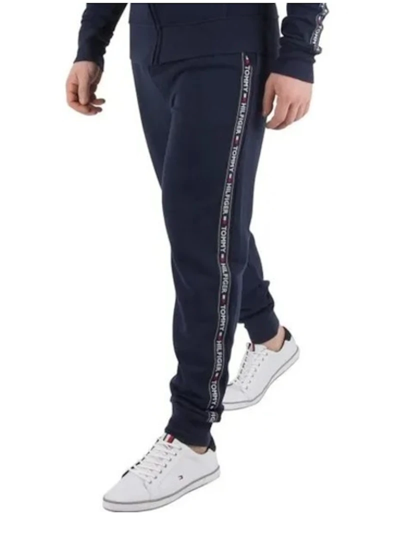 TOMMY HILFIGER - BAS DE JOGGING BLEU BANDES GRIFFÉES 