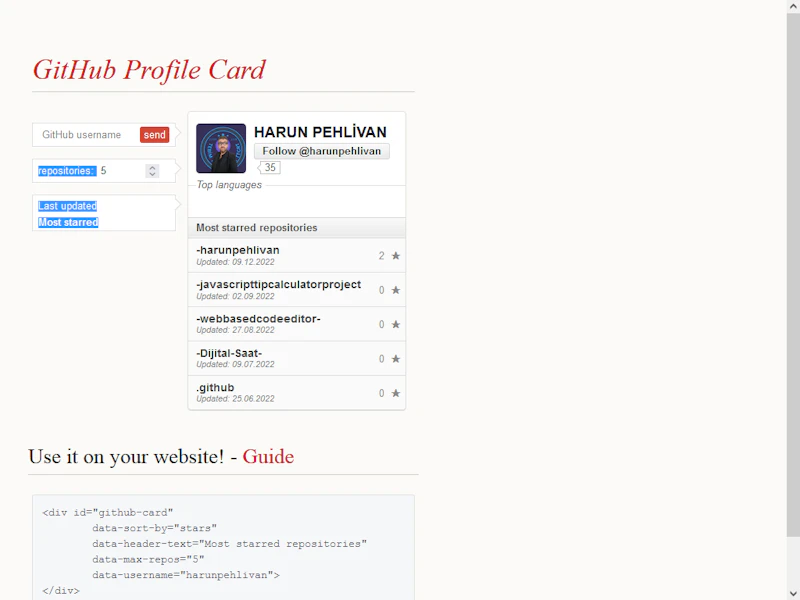  GitHub Profile Card 
