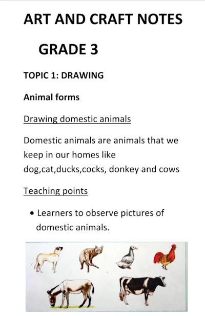 Grade 3 Art and Craft Notes 