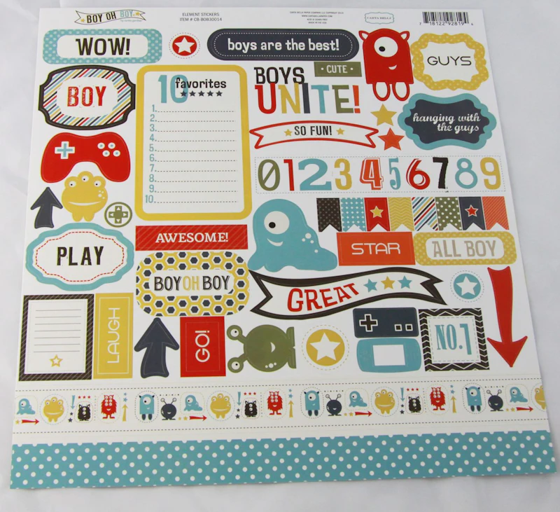 Carta Bella Stickerbogen "Boy oh Boy"