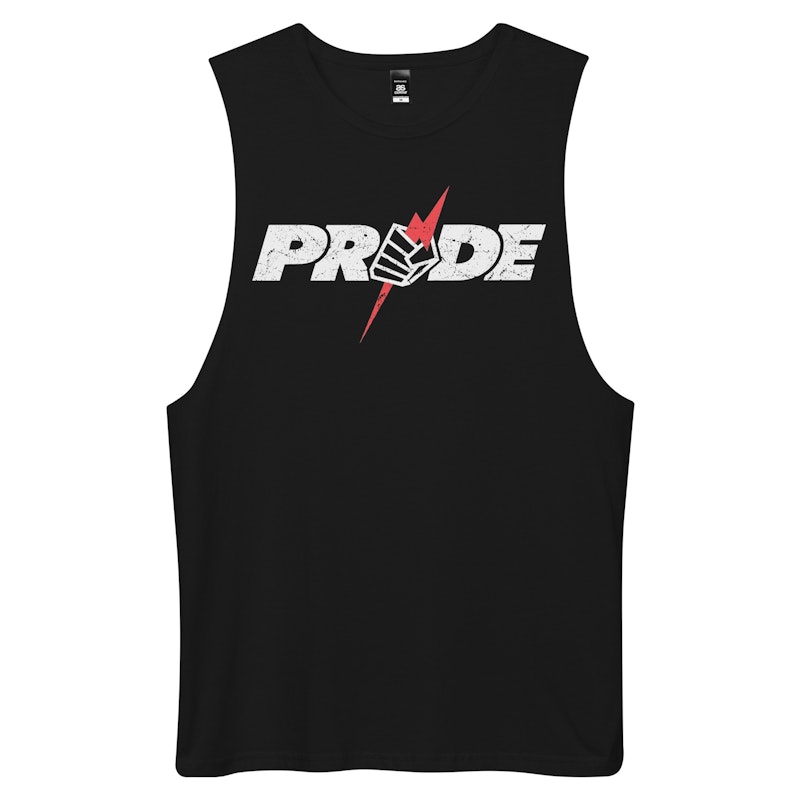 Sold Out! The Drop Arm Black Muscle Tank with White Ink with the