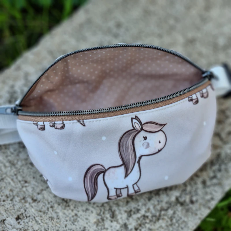 Bauchtasche, Crossbody Bag, Softshell Pferde weiß/braun