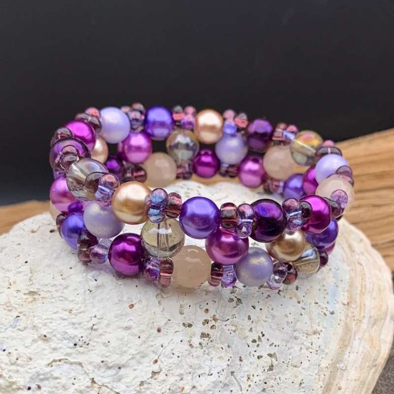 3-radigt armband LUPIN lila/sand
