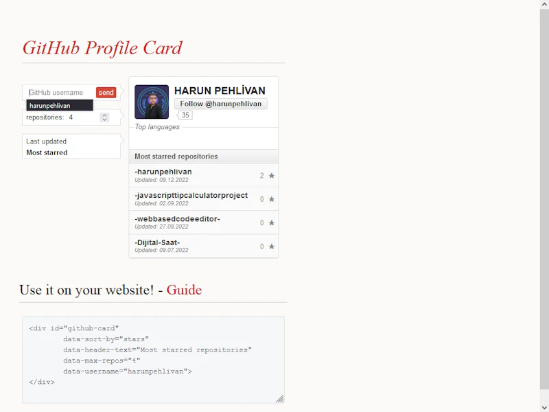  GitHub Profile Card 