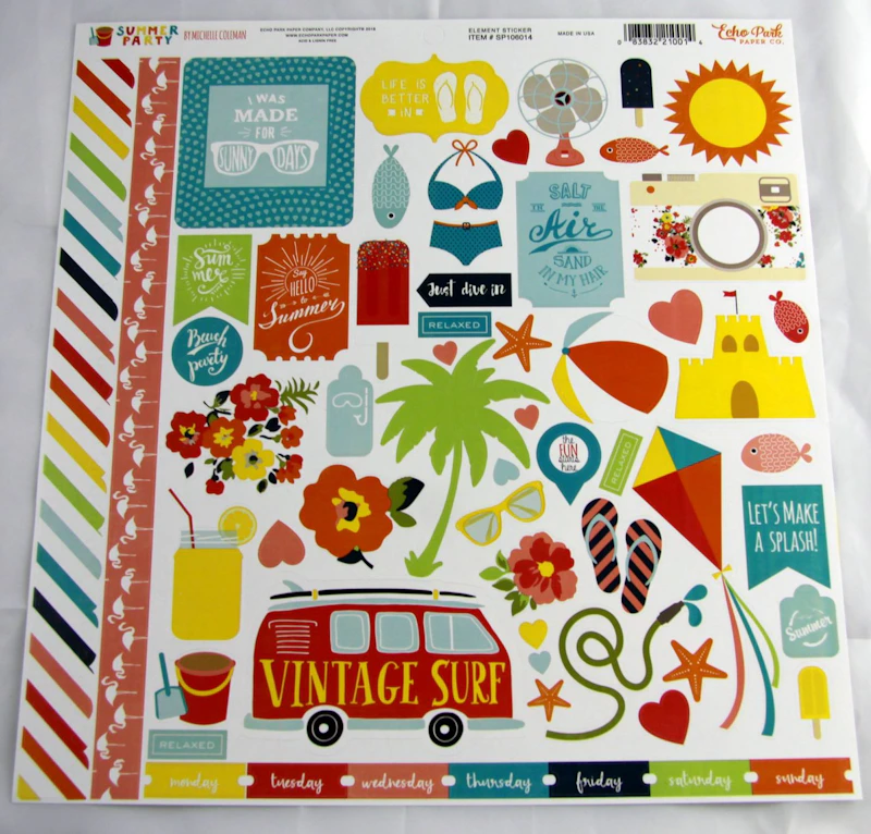 Echo Park Stickerbogen "Summer Party"