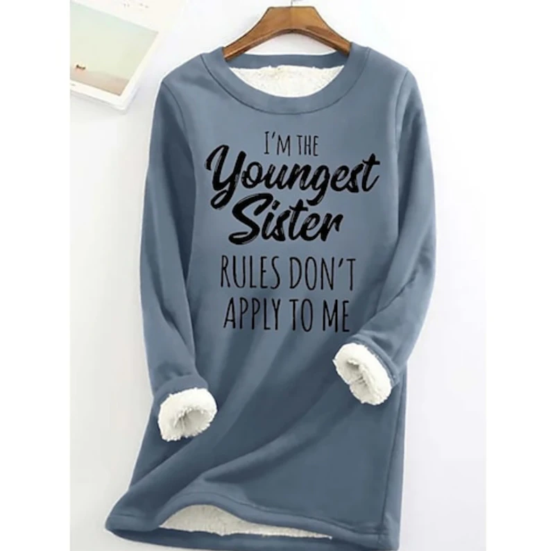 Sweatshirt pullover fleece fuzzy round neck sweater.