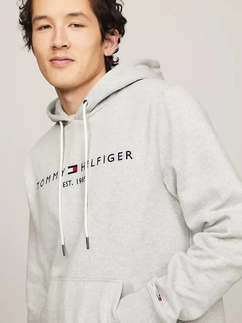 TOMMY HILFIGER - SWEAT À CAPUCHE GRIS LOGO BRODÉ