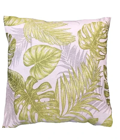 Cushion cover in green color, jacquard - leaves pattern, 45x45 cm.