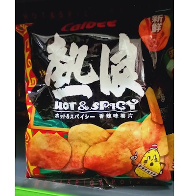 Calbee hot and spicy chips (Namaste)