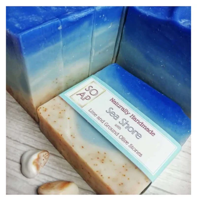 Sea Shore Exfoliating Soap with Patchouli & Lime Essential Oils.