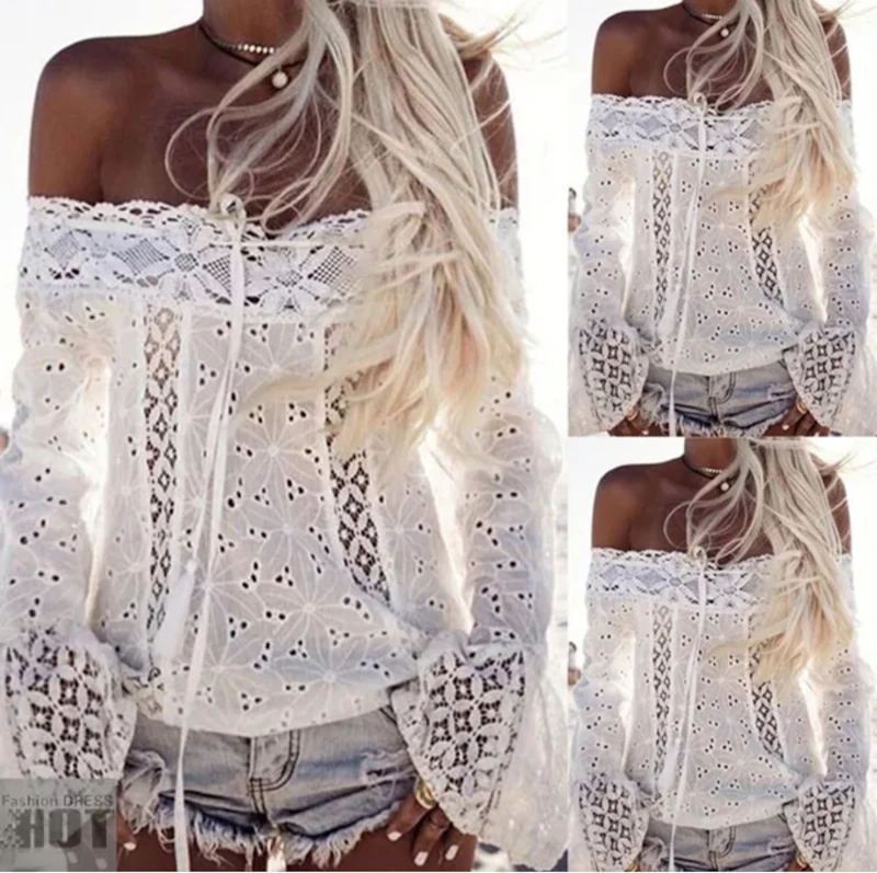 Summer women embroidery lace crop top