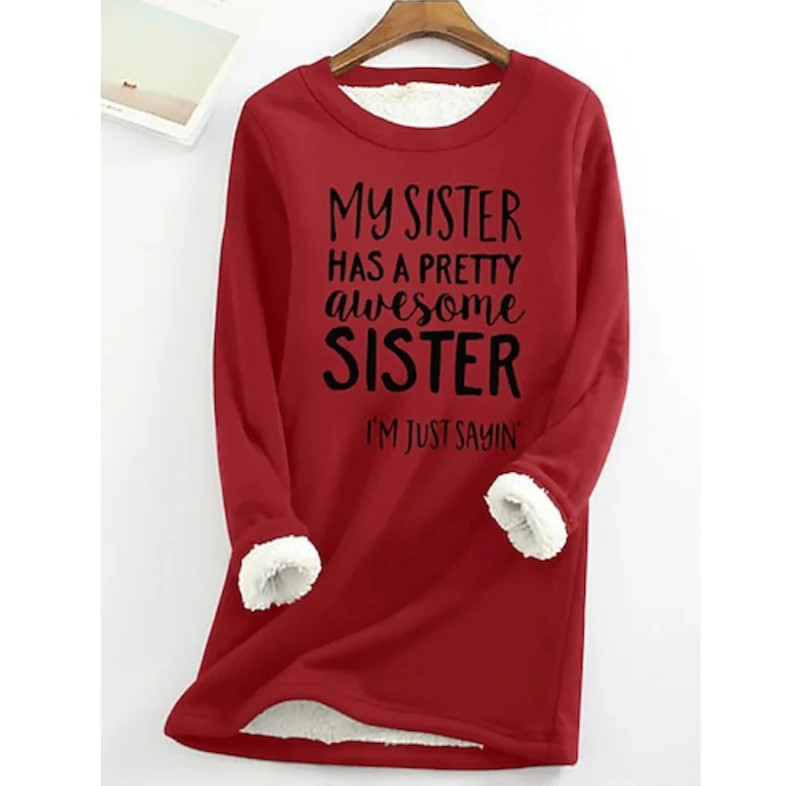 Sweatshirt pullover fleece fuzzy round neck sweater 