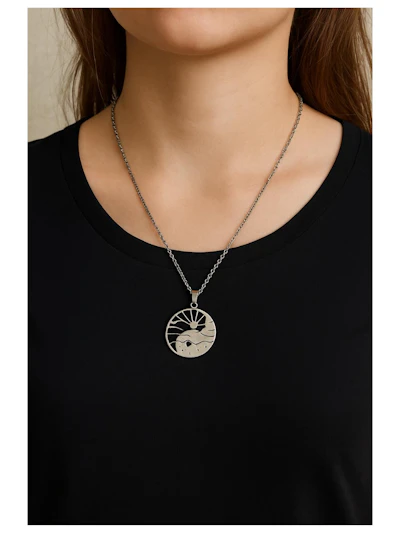 Edelstahl Kette mit Anhänger Yin Yang "Gegensätze - Tag & Nacht"