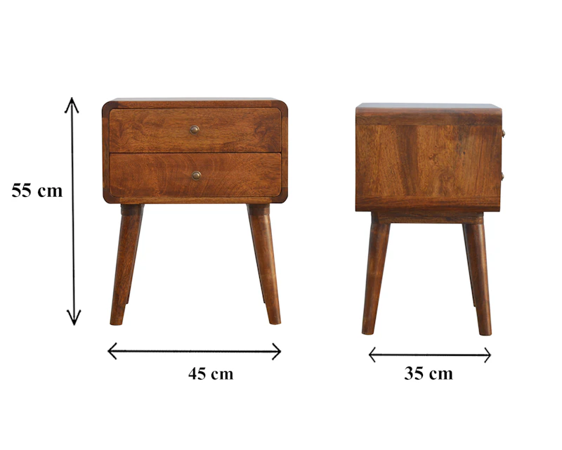 Curved Chestnut Bedside Table