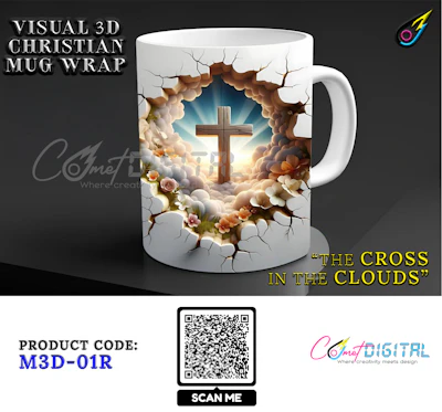 Visual 3D Christian Cross Mug Wrap - M3D-01R